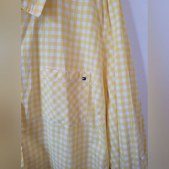 Tommy Hilfiger Yellow Gingham Cotton Blouse Button Top Plus Size 3X Lightweight - Picture 6 of 9